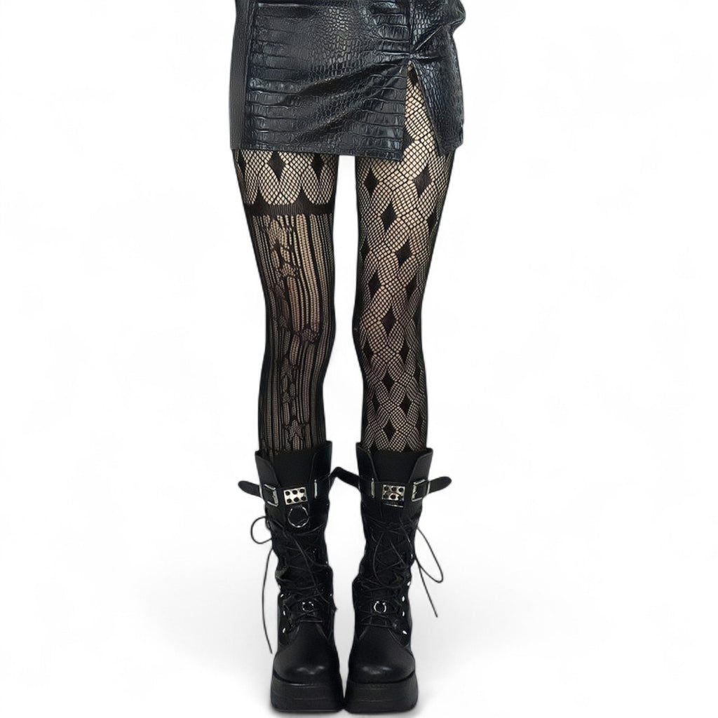 GOTHIC HALLOWEEN TIGHTS – DARK FEMME ALT STYLE WITH BOW DETAIL