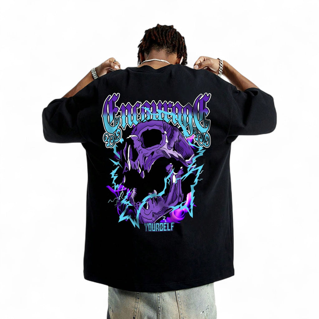 ENCOURAGE YOURSELF PURPLE SKULL GRAPHIC TEE – JAPANESE STREETWEAR HIP-HOP STYLE T-SHIRT