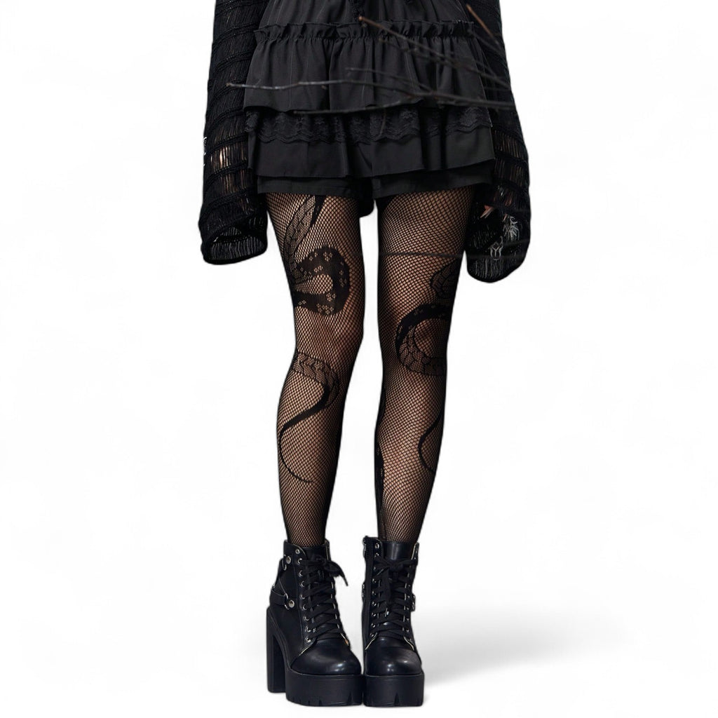 SHEER SNAKE PRINT TIGHTS – GOTHIC HALLOWEEN & ALT FASHION ESSENTIAL