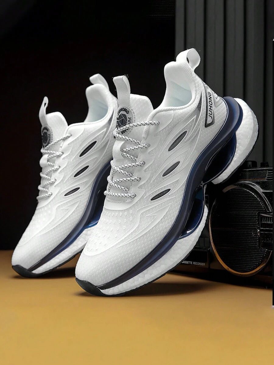 Japanese streetwear blue gradient chunky sneakers with mesh upper and white EVA sole