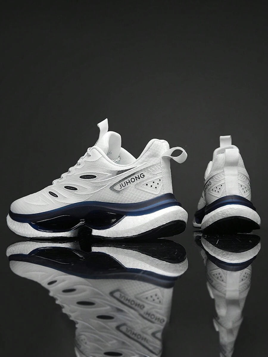 Japanese streetwear blue gradient chunky sneakers with mesh upper and white EVA sole