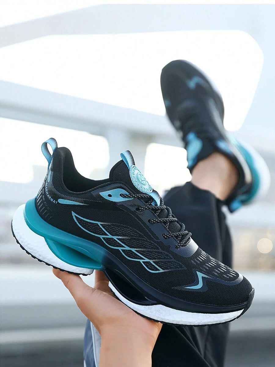 Japanese streetwear blue gradient chunky sneakers with mesh upper and white EVA sole