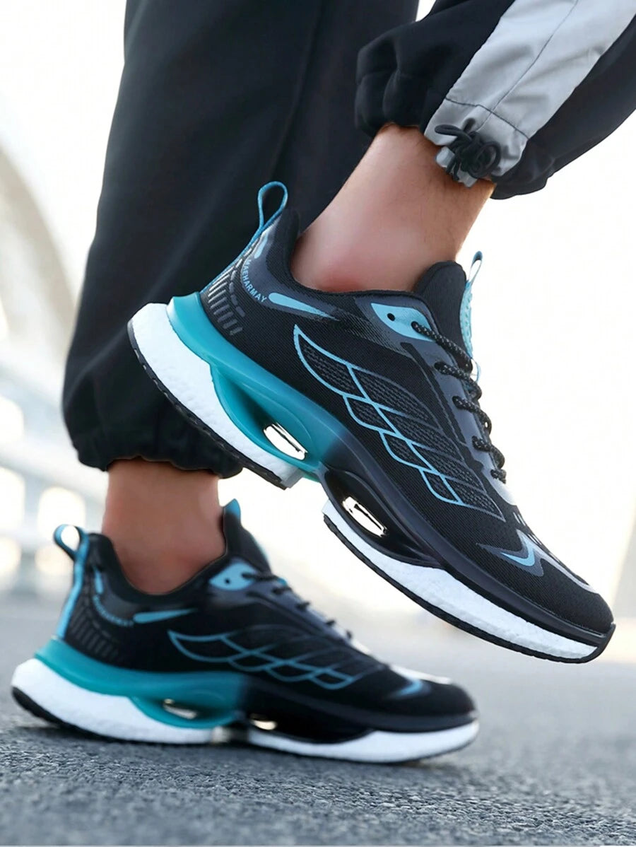 Japanese streetwear blue gradient chunky sneakers with mesh upper and white EVA sole