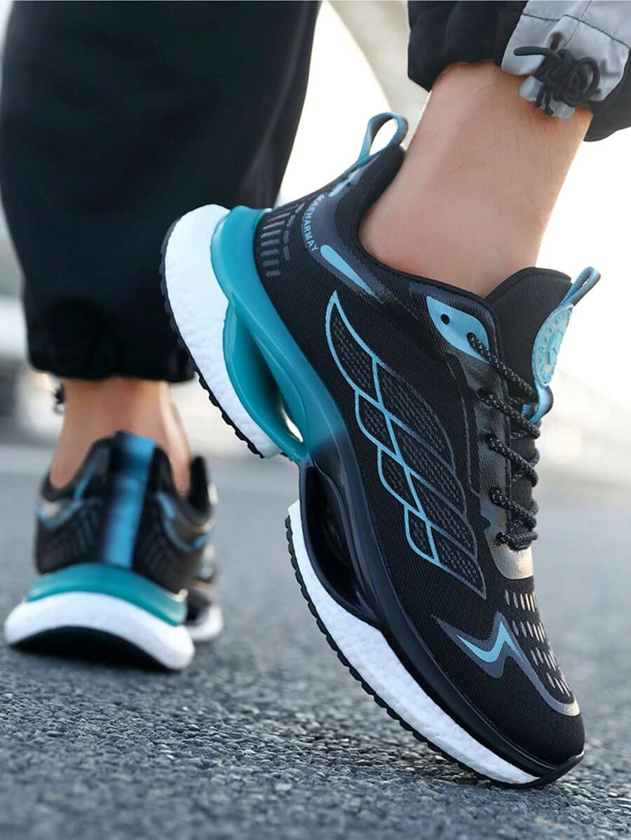 Japanese streetwear blue gradient chunky sneakers with mesh upper and white EVA sole