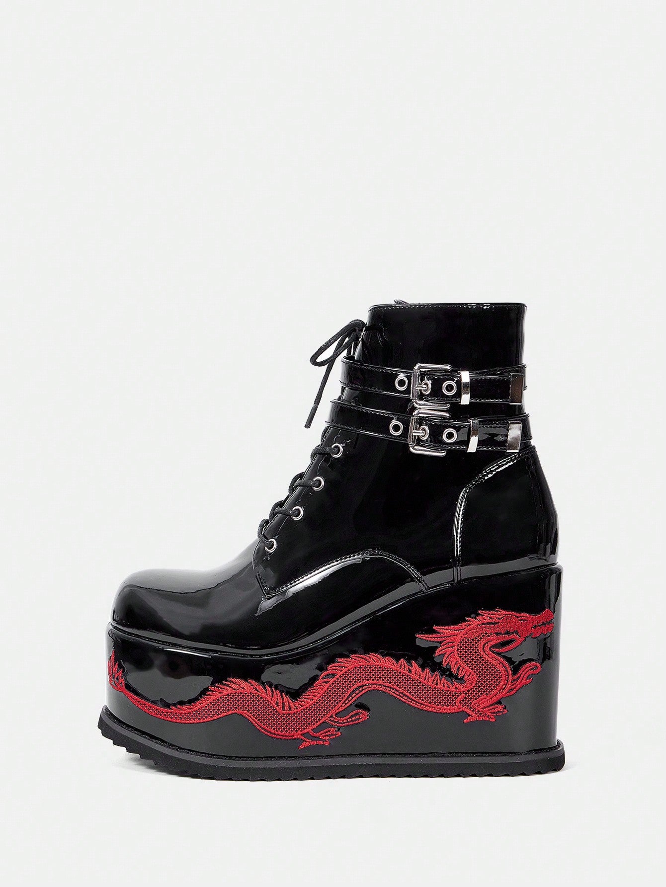 BLACK PLATFORM DRAGON BOOTS – JAPANESE STREETWEAR GOTH PUNK STYLE