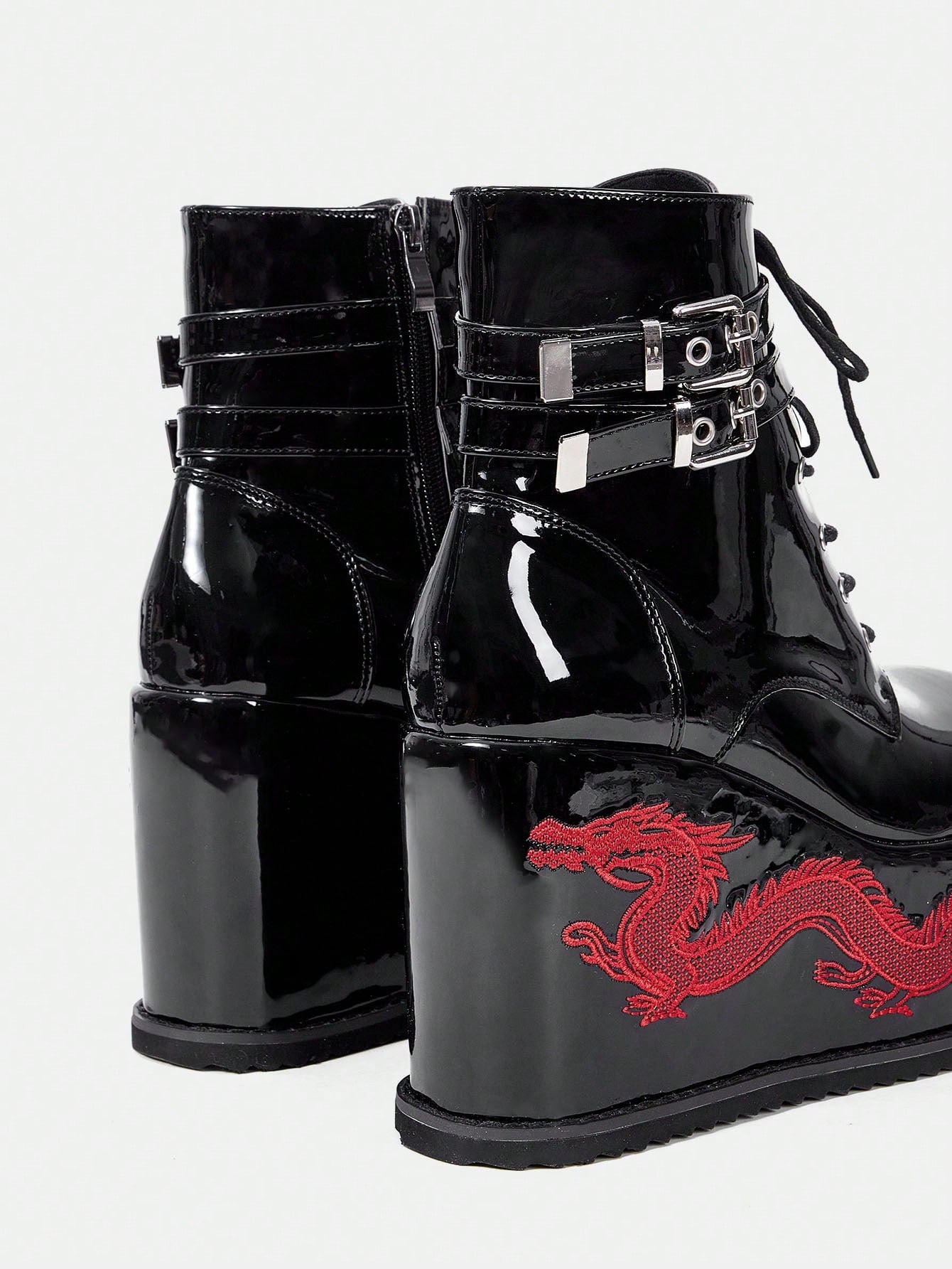 BLACK PLATFORM DRAGON BOOTS – JAPANESE STREETWEAR GOTH PUNK STYLE