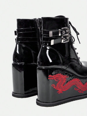 BLACK PLATFORM DRAGON BOOTS – JAPANESE STREETWEAR GOTH PUNK STYLE