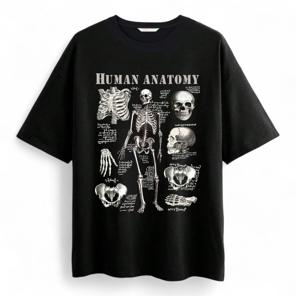 HUMAN ANATOMY SKELETON TEE – BLACK HALLOWEEN JAPANESE STREETWEAR