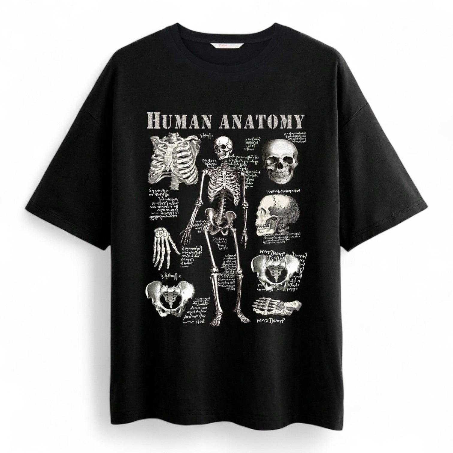 HUMAN ANATOMY SKELETON TEE – BLACK HALLOWEEN JAPANESE STREETWEAR