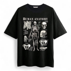 HUMAN ANATOMY SKELETON TEE – BLACK HALLOWEEN JAPANESE STREETWEAR