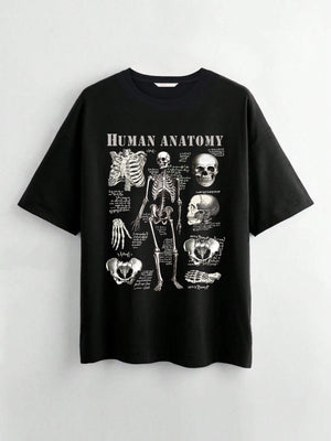 HUMAN ANATOMY SKELETON TEE – BLACK HALLOWEEN JAPANESE STREETWEAR
