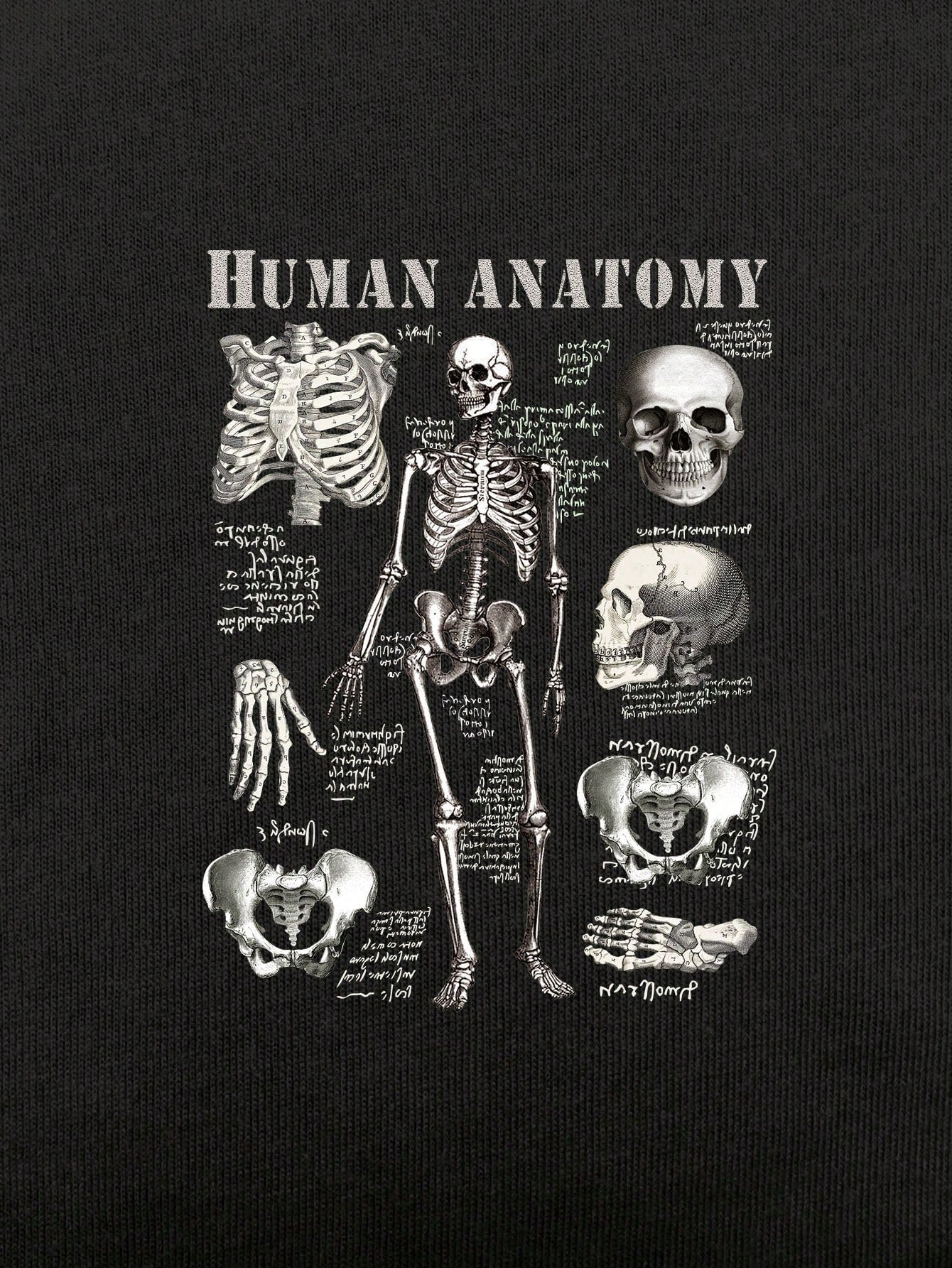 HUMAN ANATOMY SKELETON TEE – BLACK HALLOWEEN JAPANESE STREETWEAR