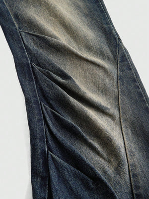 DARK GREY FLARE JEANS WITH RHINESTONE CROSS – JAPANESE GOTHIC STREET STYLE