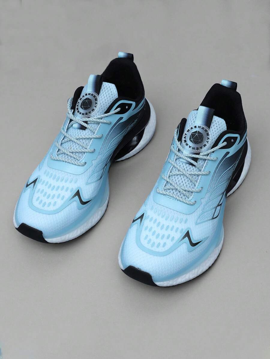 Japanese streetwear blue gradient chunky sneakers with mesh upper and white EVA sole