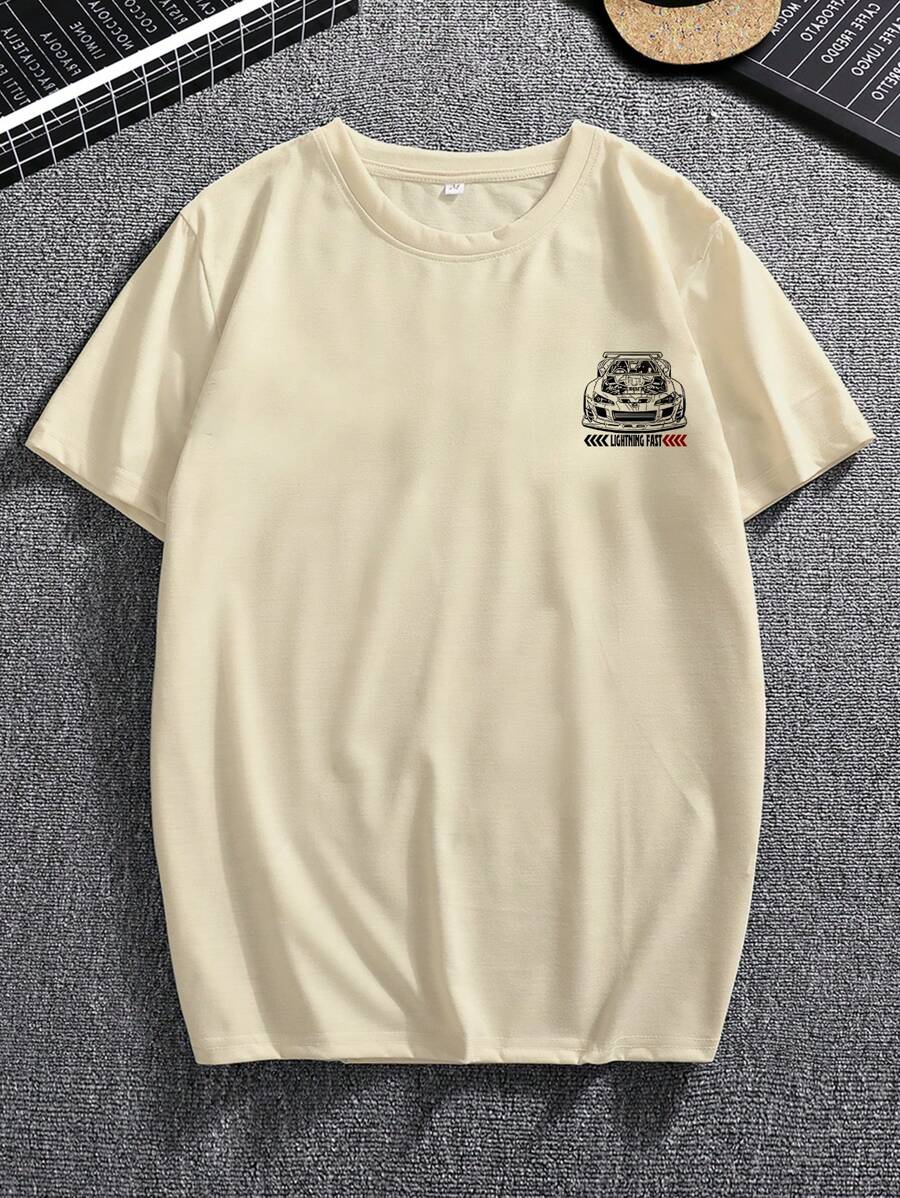 Japanese streetwear oversized racing T-shirt with car graphics, hip-hop style, and street fashion slogan print