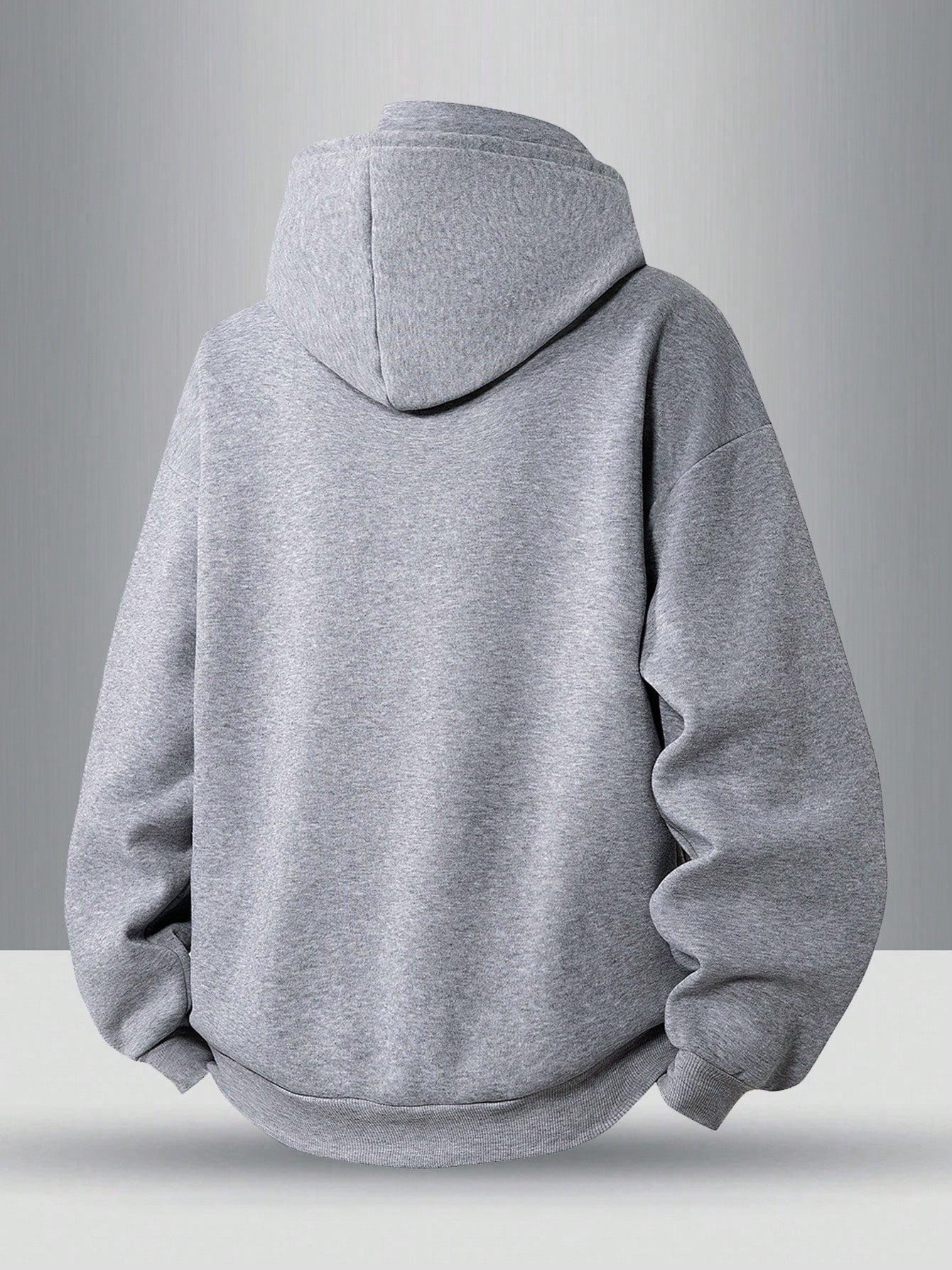 Grey streetwear hoodie with zip-up neck and kangaroo pocket – Japanese minimalist pullover sweatshirt