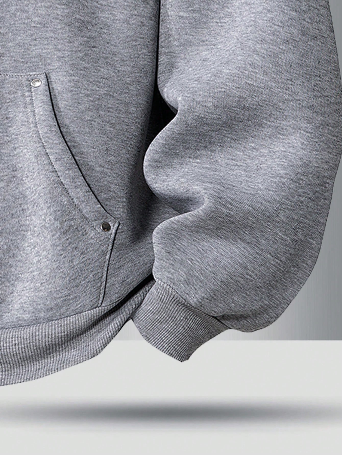 Grey streetwear hoodie with zip-up neck and kangaroo pocket – Japanese minimalist pullover sweatshirt