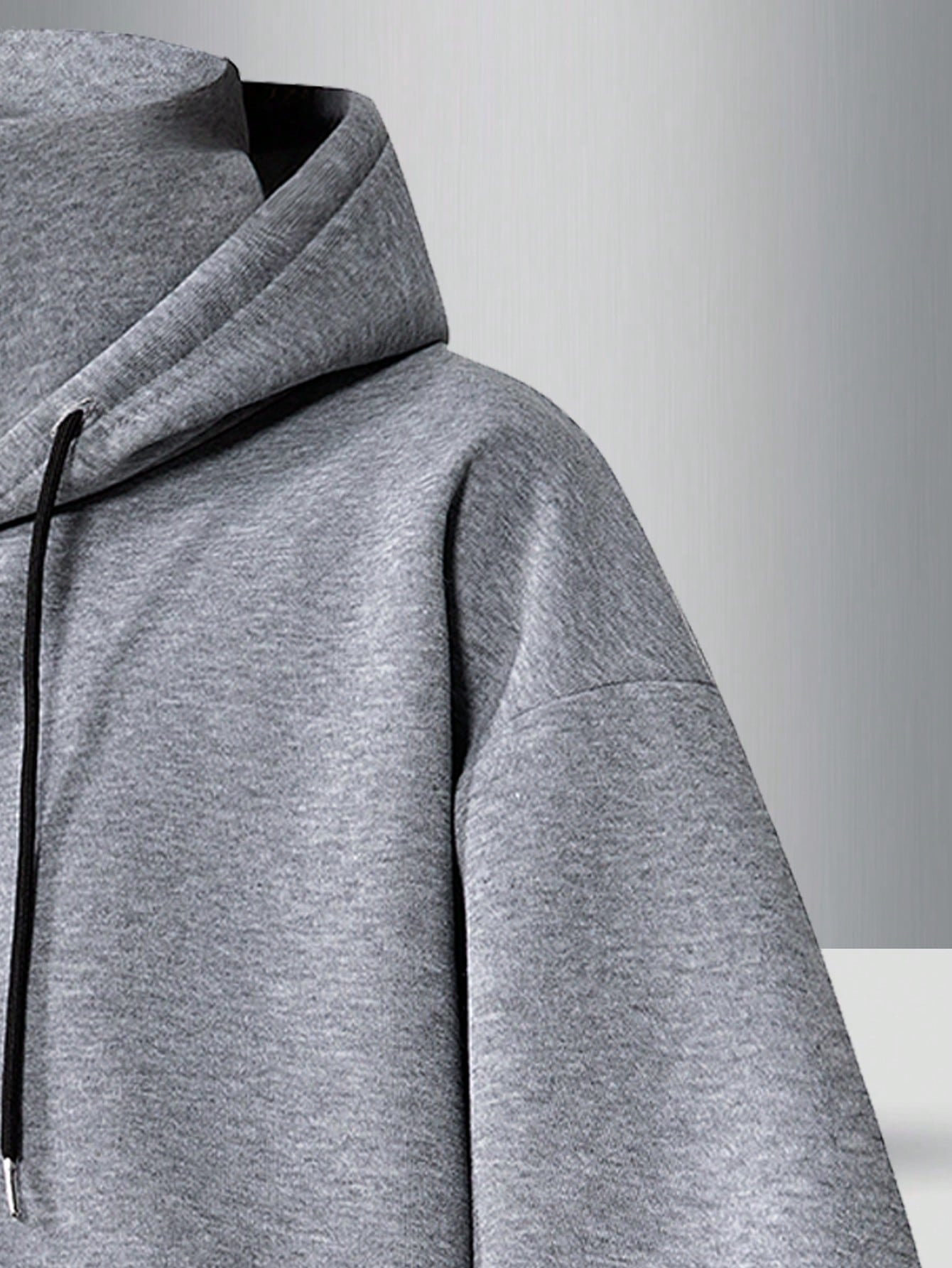 Grey streetwear hoodie with zip-up neck and kangaroo pocket – Japanese minimalist pullover sweatshirt