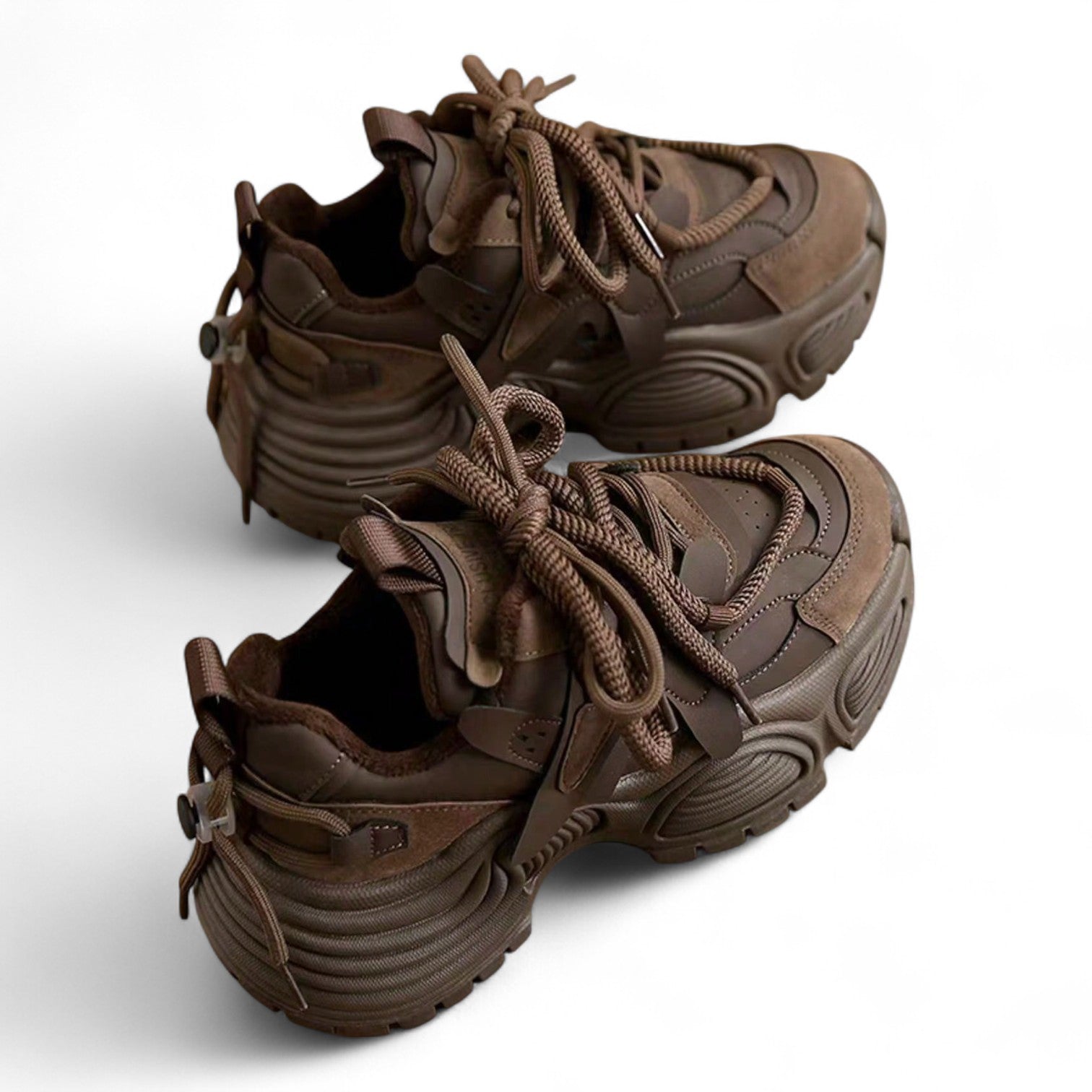 WOMEN’S BROWN PLATFORM SNEAKERS – JAPANESE STREETWEAR CHUNKY STYLE