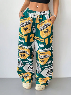 GRAPHIC PATCH STRAIGHT LEG PANTS – JAPANESE STREETWEAR WITH RETRO SPORTS VIBES

