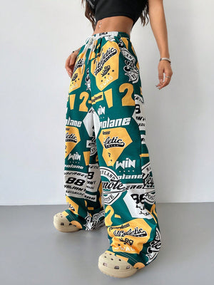 GRAPHIC PATCH STRAIGHT LEG PANTS – JAPANESE STREETWEAR WITH RETRO SPORTS VIBES

