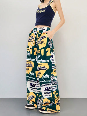 GRAPHIC PATCH STRAIGHT LEG PANTS – JAPANESE STREETWEAR WITH RETRO SPORTS VIBES


