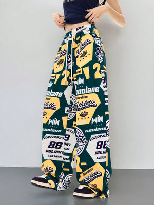 GRAPHIC PATCH STRAIGHT LEG PANTS – JAPANESE STREETWEAR WITH RETRO SPORTS VIBES


