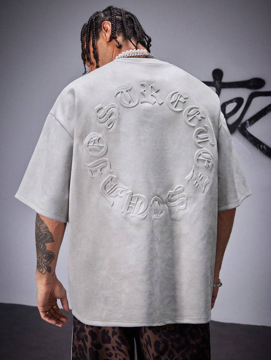 Japanese streetwear gothic embossed letter tee oversized avant garde punk t-shirt Harajuku fashion