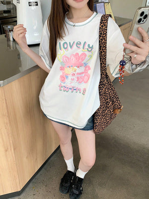 LOVELY TWINS BUNNY T-SHIRT – KAWAII WHITE JAPANESE STREETWEAR