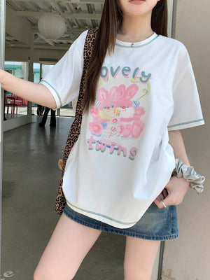 LOVELY TWINS BUNNY T-SHIRT – KAWAII WHITE JAPANESE STREETWEAR