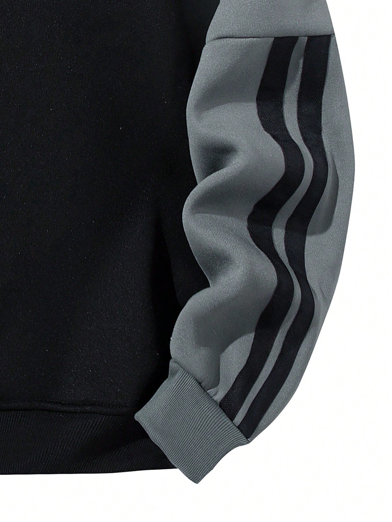 Black half-zip hoodie with gray raglan sleeves and stripes – Japanese streetwear gym commuter pullover