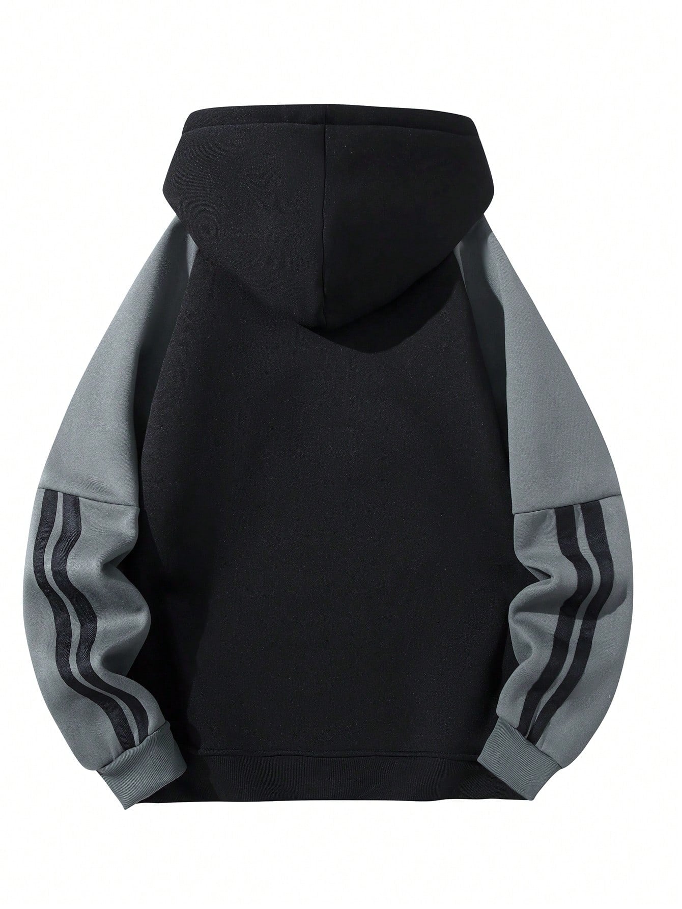 Black half-zip hoodie with gray raglan sleeves and stripes – Japanese streetwear gym commuter pullover