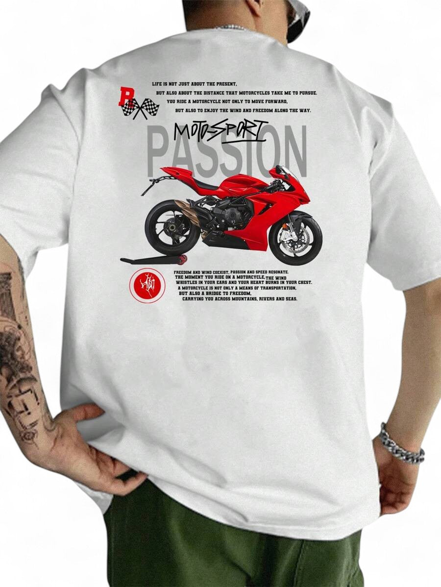 Japanese streetwear motorcycle graphic tee motorsport passion oversized t-shirt Harajuku fashion
