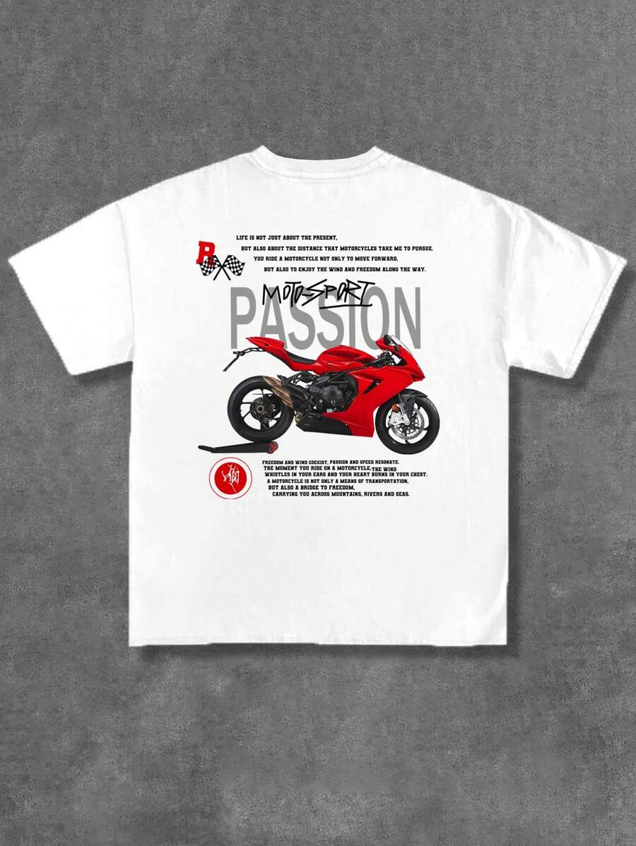 Japanese streetwear motorcycle graphic tee motorsport passion oversized t-shirt Harajuku fashion