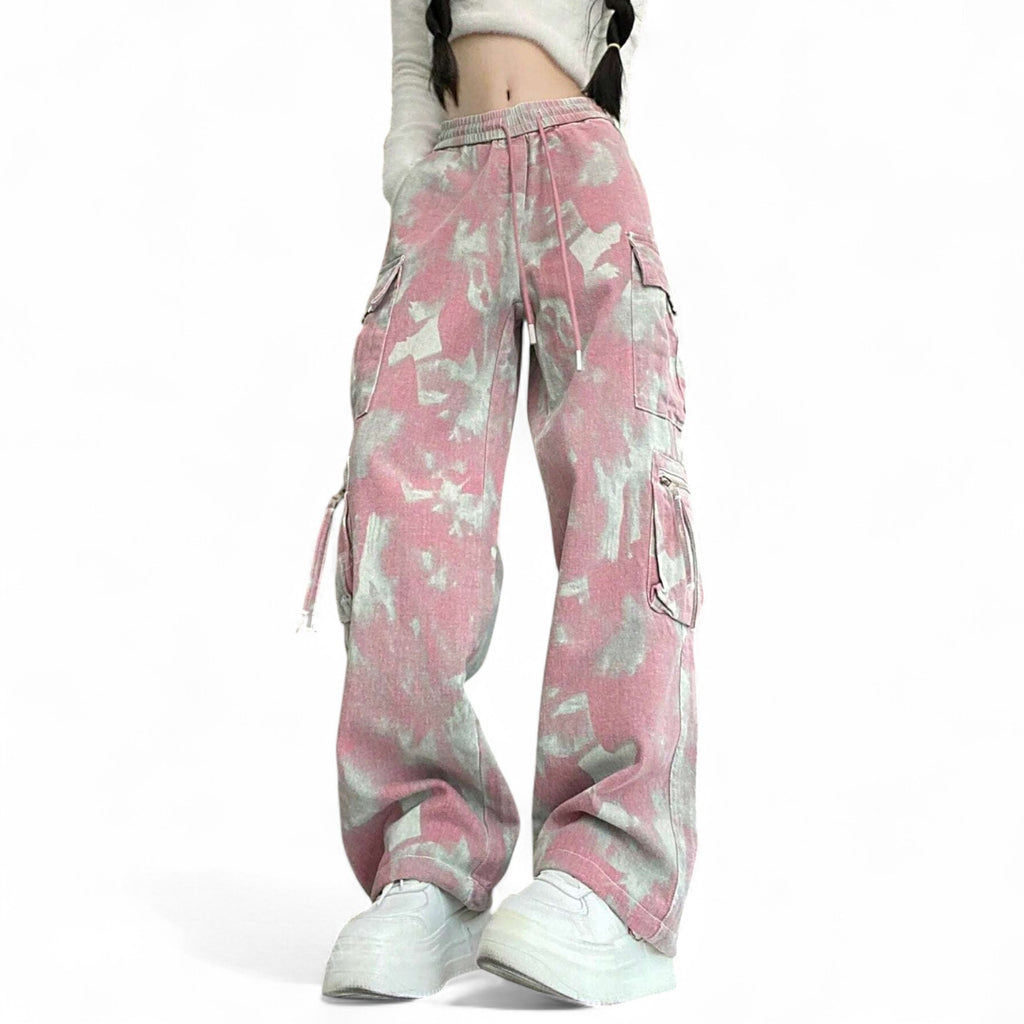 PINK TIE-DYE CARGO PANTS – JAPANESE STREETWEAR STYLE

