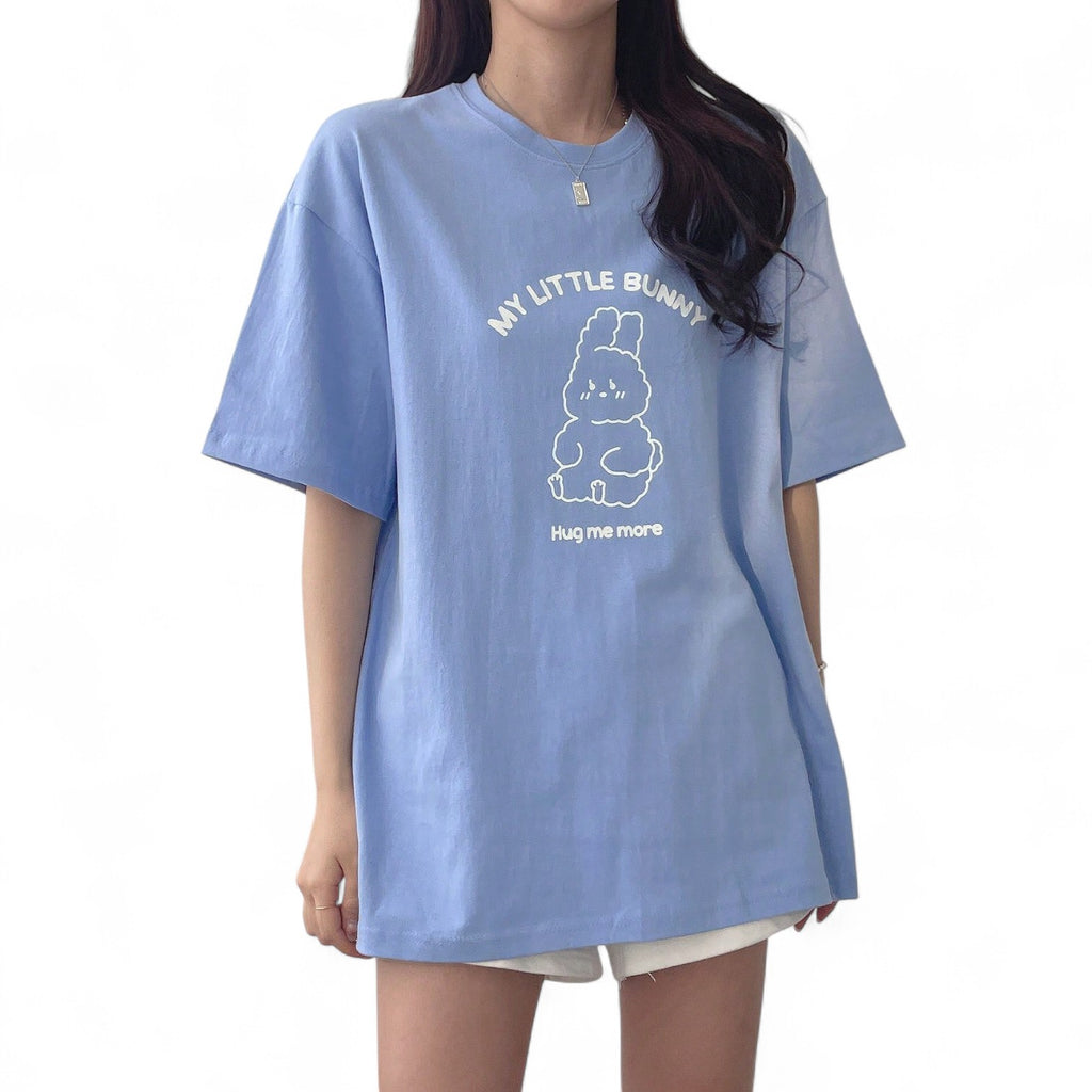 My Little Bunny T-Shirt – Kawaii Pastel Drop Shoulder Tee