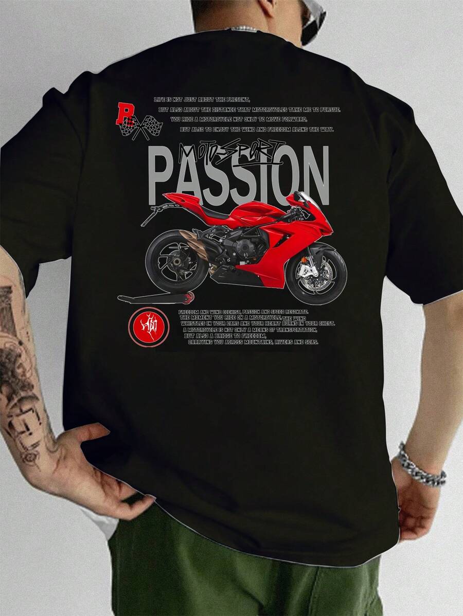 Japanese streetwear motorcycle graphic tee motorsport passion oversized t-shirt Harajuku fashion