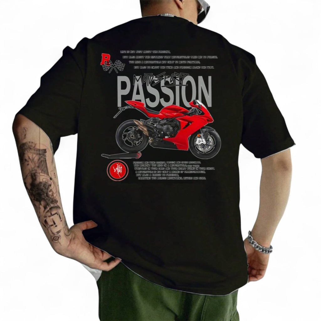 Japanese streetwear motorcycle graphic tee motorsport passion oversized t-shirt Harajuku fashion