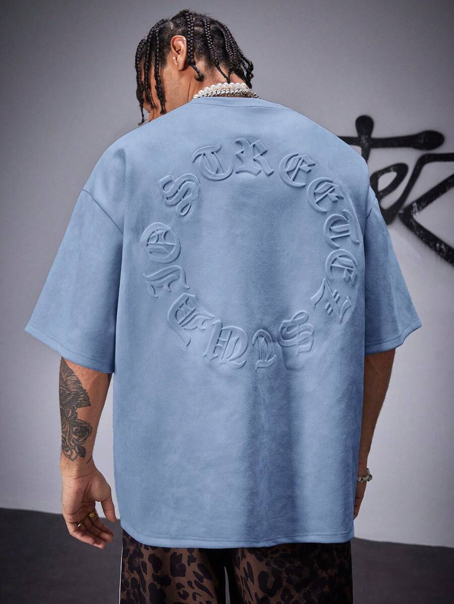 Japanese streetwear gothic embossed letter tee oversized avant garde punk t-shirt Harajuku fashion