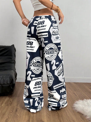 GRAPHIC PATCH STRAIGHT LEG PANTS – JAPANESE STREETWEAR WITH RETRO SPORTS VIBES


