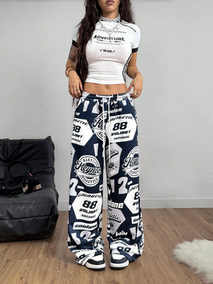 GRAPHIC PATCH STRAIGHT LEG PANTS – JAPANESE STREETWEAR WITH RETRO SPORTS VIBES

