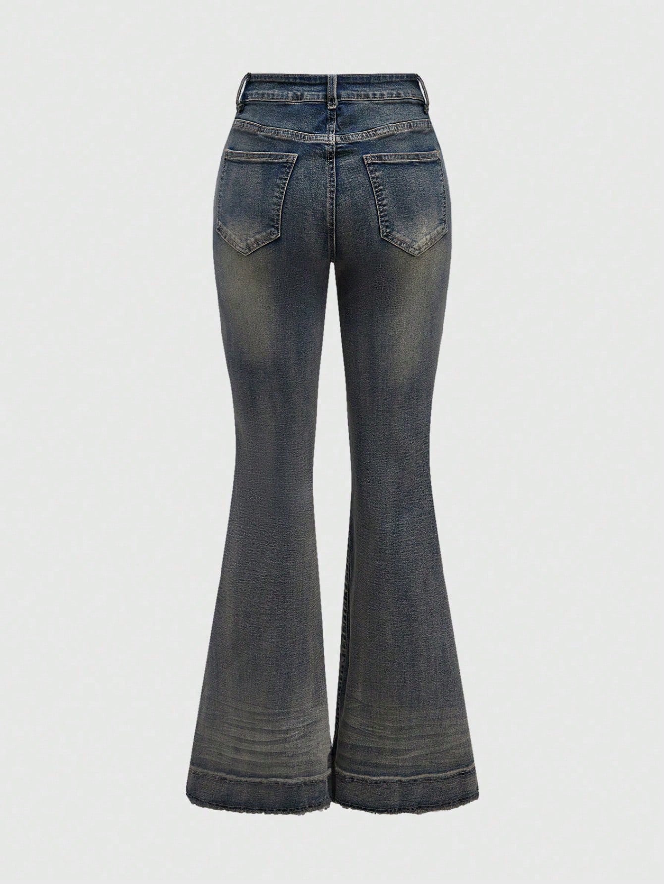 Y2K LOW RISE FLARE JEANS – LIGHT WASH BOOTCUT WITH BELT DETAIL