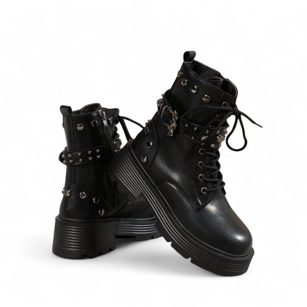 BLACK DRAGON CHARM PLATFORM BOOTS – PUNK MID-CALF STREET STYLE