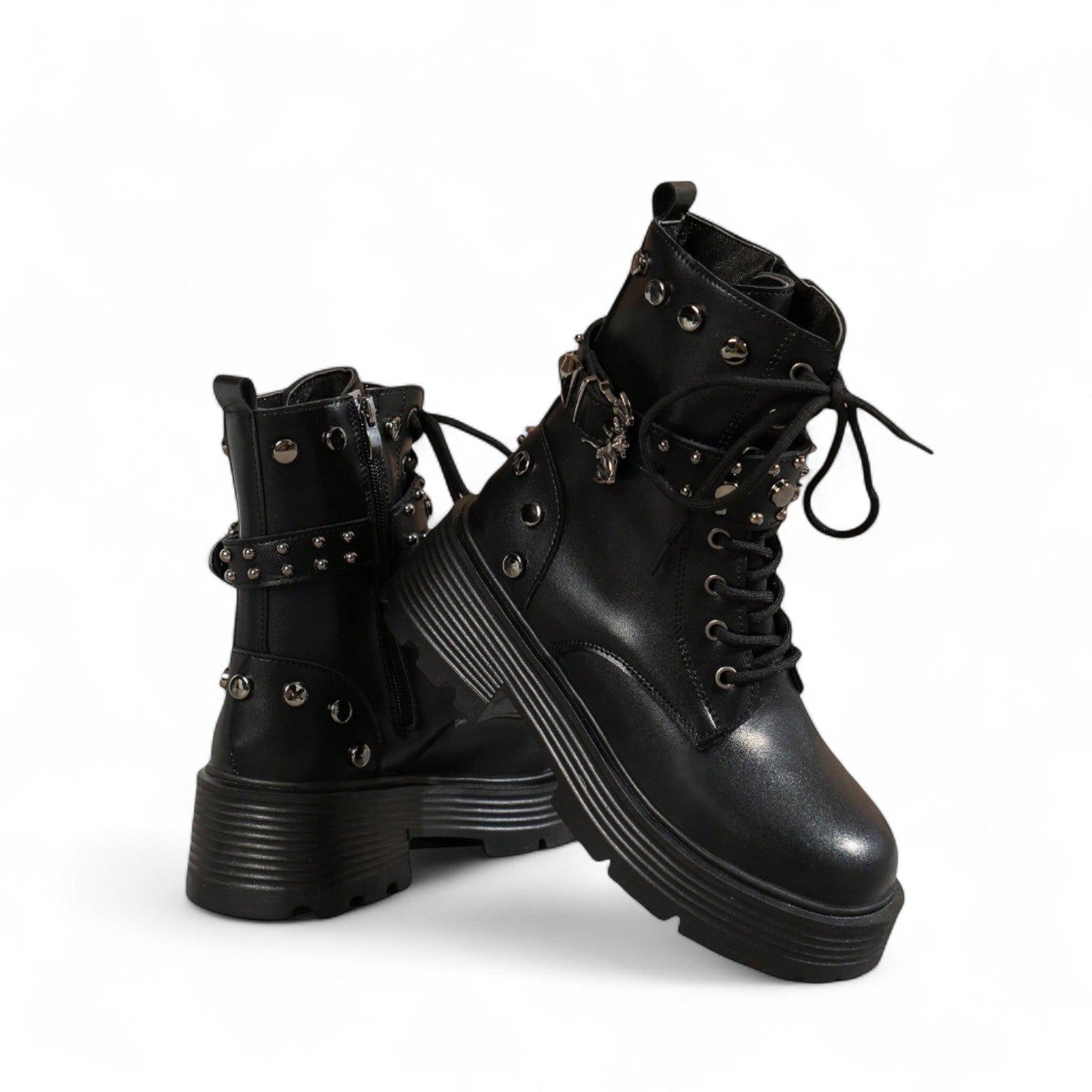 BLACK DRAGON CHARM PLATFORM BOOTS – PUNK MID-CALF STREET STYLE