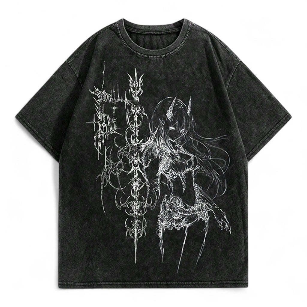 GOTHIC DEMON GIRL TEE – JAPANESE STREETWEAR DARK AESTHETIC