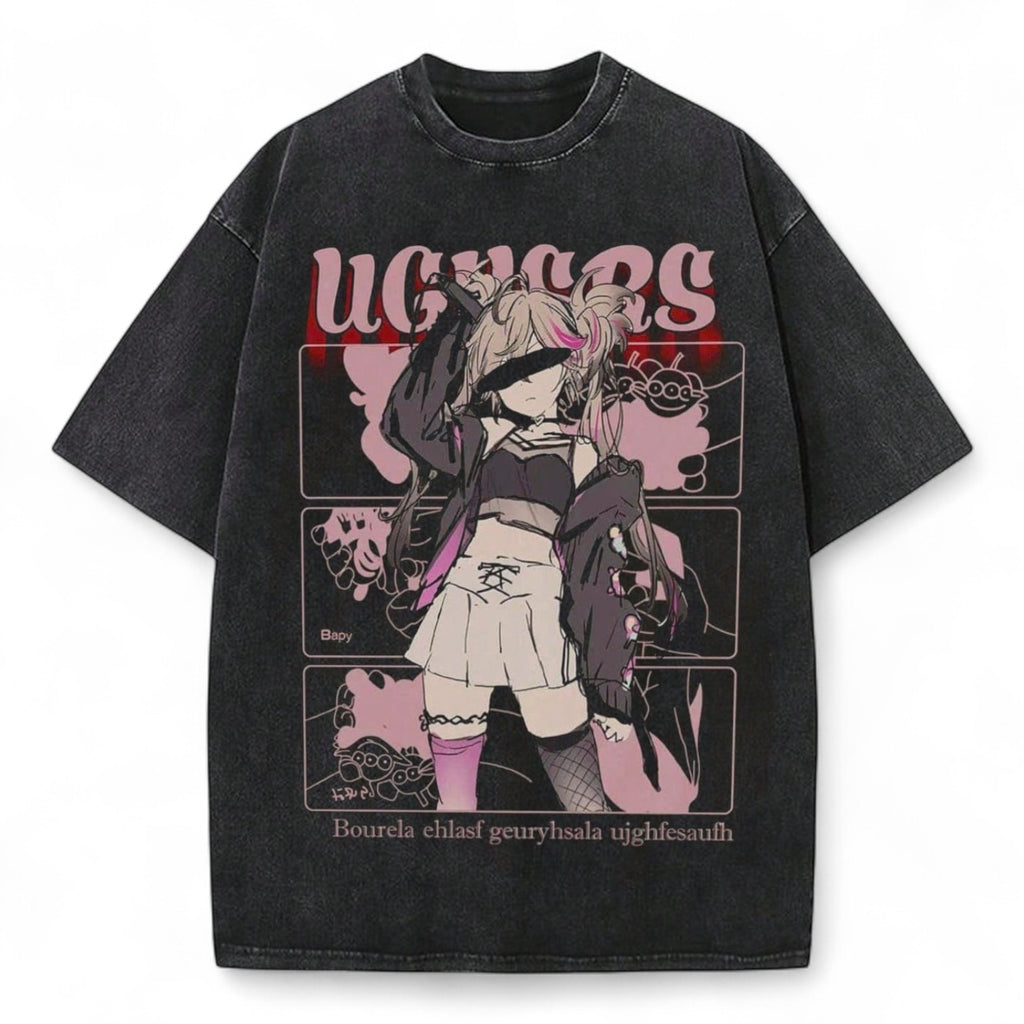 GOTHIC ANIME GIRL OVERSIZED TEE – JAPANESE STREETWEAR RETRO T-SHIRT