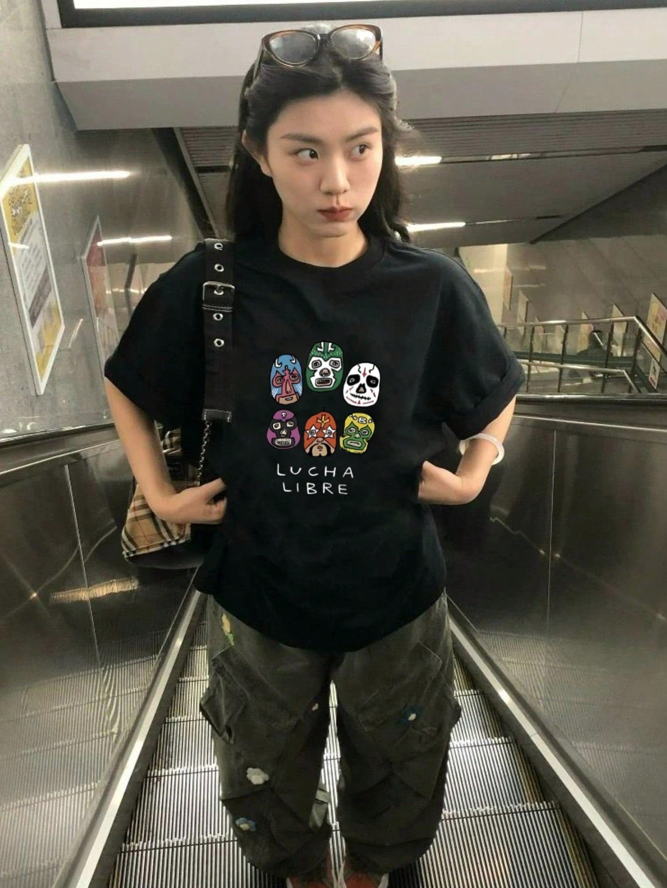 Lucha Libre Mask Cartoon T-Shirt – Fun Loose Fit Cotton Tee for Men & Women