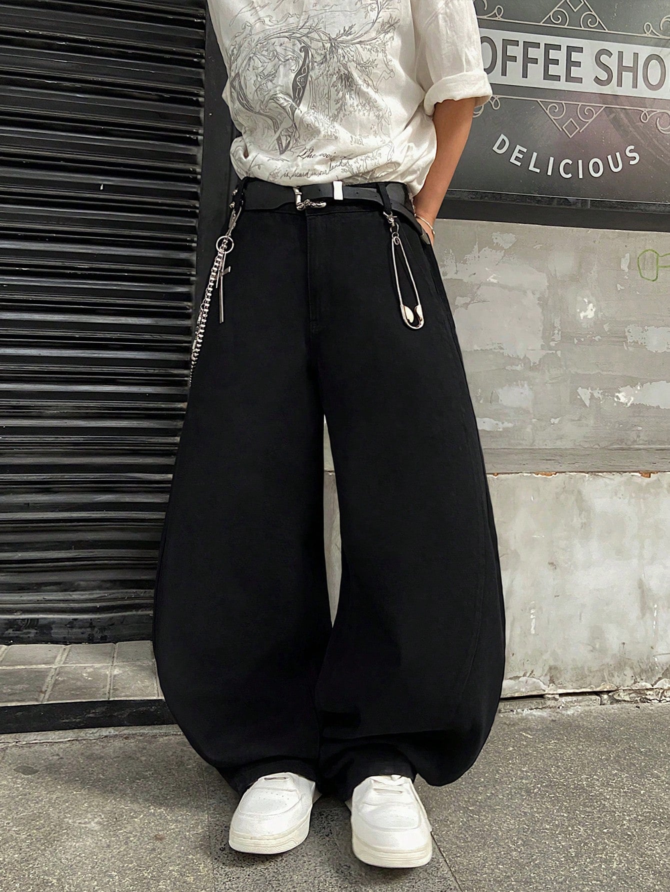 Japanese streetwear floral embroidered wide leg pants black hip hop baggy denim Harajuku style
