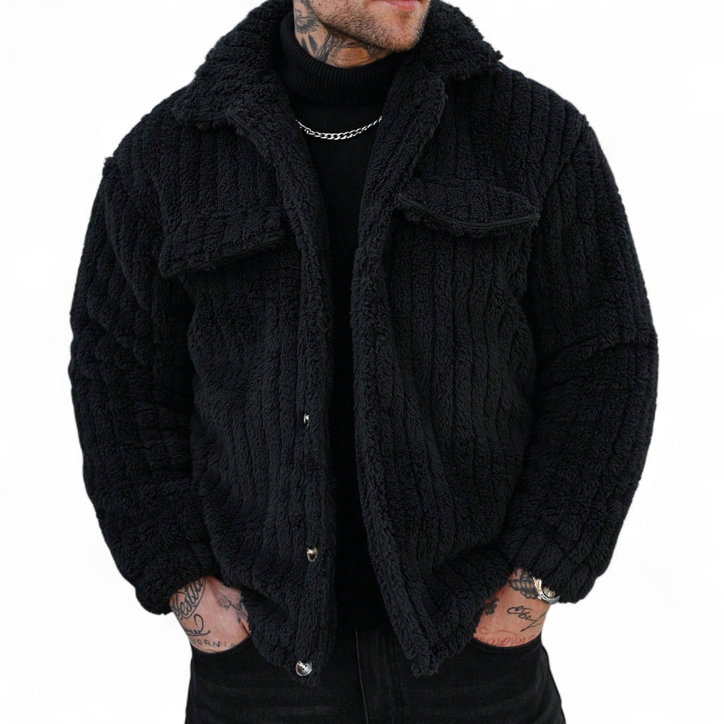 Japanese streetwear oversized black teddy jacket drop shoulder winter coat